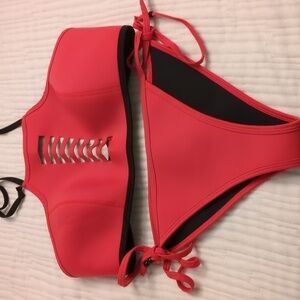 Bondi Born 2 Pieces Bikini Swimsuit Red Surf Vacation Beach Pool Sz 12 NWT